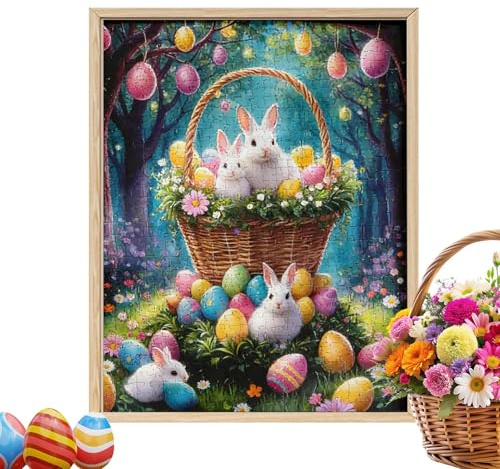 Kaninchen Puzzle Für Erwachsene | 70x50 cm Dekoratives Bildpuzzle - 1000 Teile Osterhase Puzzle Für Erwachsene - für Anfänger und Familienaktivitäten im Bauernhaus Stil als Wanddekoration für Zuhause