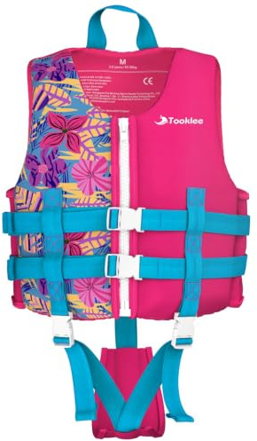 Tooklee Swim Vest for Kids 2-9 Years 33-88 LB Boys Girls - Blue/Pink