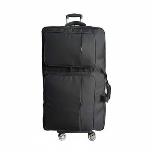KiBcsLic Wheeled DJ Controller Bag Telescopic Handle Rolling DJ Mixer Case Adjustable Interior Straps Audio Equipment Shoulder Bag for on the Road