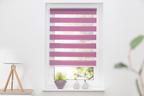 K-home Klemmfix Doppelrollo Madrid ohne Bohren Flieder 110 x 150 cm (B x L)