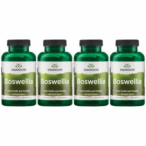 Swanson Boswellia - Herbal Supplement Promoting Joint Support - Ayurvedic Herb for Joint Flexibility & Mobility Support - Made with Boswellia Serrata Resin - (100 Capsules) (4 Pack)