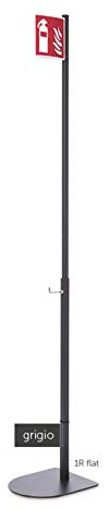 Kitpole - Soporte de Extintor de Suelo Color Gris 7021, Base Flat Completa con asta y Cartel