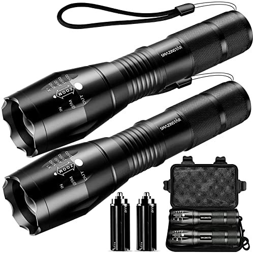 SIMILKY LED Torch LED Flashlight Adjustable Focus Handheld Flashlight Super Bright 1200 Lumens Pocket Torch Zoomable and Waterproof Camping Outdoor Torch 3 x AAA Batteries Not Included