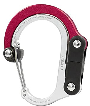 GEAR AID HEROCLIP Karabinerclip und -Haken (Mini) für Reisen, Gepäck und kleine Taschen, Rot