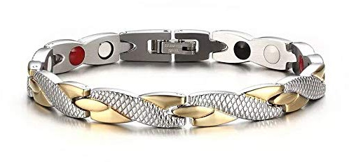 20LY Gold Silver Titanium Steel Magnetic Link Bracelet Men Women