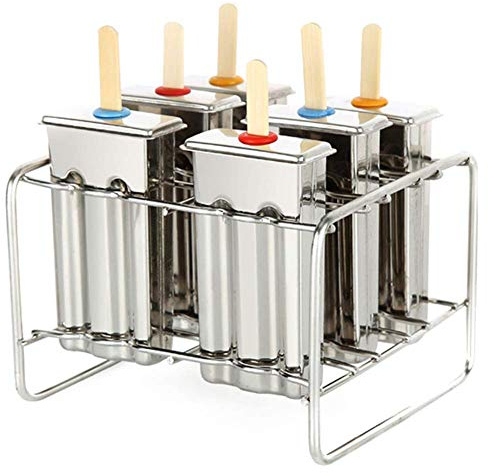 6 Pz Stampi per gelato Stampi per cubetti di ghiaccio e attrezzi per stampi per ghiaccioli con piatto a doppia scanalatura e ripiano in acciaio inossidabile