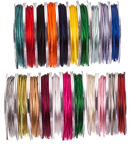 SUPER RIBBONS®™- Full Reel 3mm Satin Rattail Silk Cord, 20 Metres on Reel - White