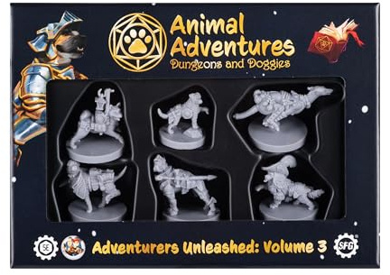 Steamforged Games Animal Adventures: Dungeons and Doggies Adventures Unleashed Roleplaying Miniatures 5E Compatible Volume 3