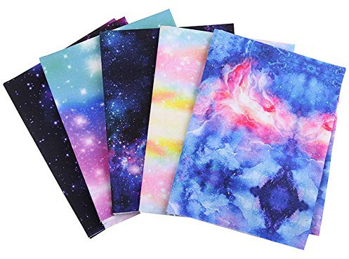 NC 5Pcs Bedrucktes Baumwollgewebe Patchwork 100% Baumwollgewebe 3D-Druck Verblassen Niemals Planeten Universum Stern Mond Galaxie Raum Thema Baumwollstoff DIY Bastelbedarf