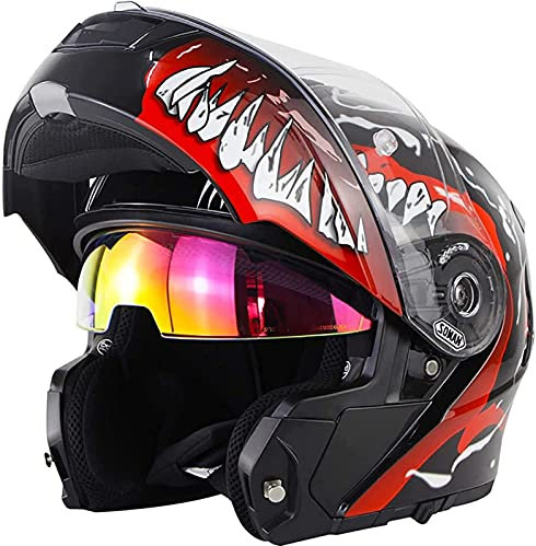 Casco Moto Caschi Apribili ECE Doppia Visiera Antiappannamento Casco Modulare Casco Moto Caschi Integrali Casco Scooter Casco Scooter Casco Ciclomotore J,XXXXL