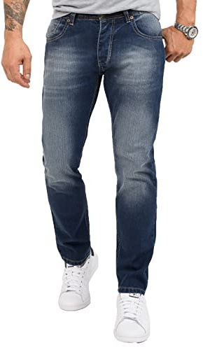 Rock Creek Herren Jeans Regular Fit Stretch Jeans Männerhose Herrenjeans Denim Hosen Herrenhose Straight Cut Stonewashed RC-2343 Blau W36 L36