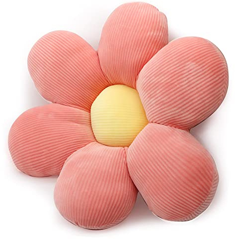 Aodafei Kissen Blumenform, Flauschig Blumenkissen für Sitzkissen, Boden und Stuhl, Gänseblümchen Deko Kissen Blumenform, Rosa,35-40 cm