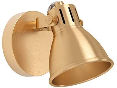 Eglo lampada da parete LED Seras, applique da parete con spot orientabile, illuminazione per interni, da corridoio in metallo in ottone spazzolato, con lampadina GU10, bianco caldo