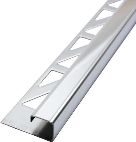Dalsys Profilo per piastrelle, profilo quadrato, acciaio inox altezza 8mm, lunghezza 200cm, brunito paraspigoli muro, profili acciaio inox, profilo