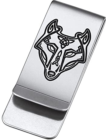 FaithHeart Herren Männer Geldscheinklammer Wikinger Wolfkopf Geldclip Nordischer Wikinger Symbol Money Clip mit Geschenkebox für Geburtstag Vatertag