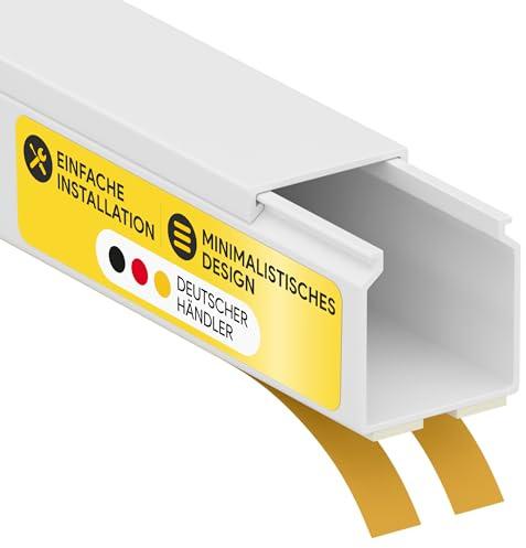 Kabelkanal aus hochwertigem PVC weiß Selbstklebend 2m - 5 Stück - 20x20mm