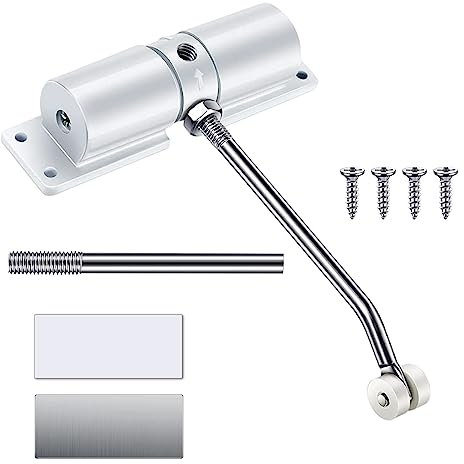 Chiudiporta regolabile, chiudiporta automatico, in lega di alluminio, per camera da letto, ufficio, bianco