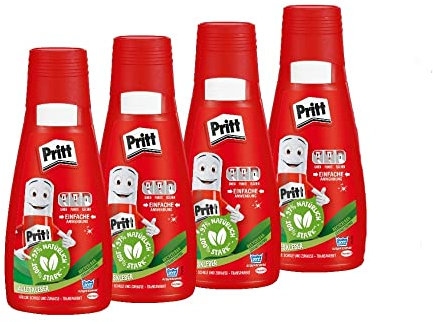 Pritt Alleskleber, schnell trocknender Kleber mit einfacher Anwendung, lösemittelfreier Flüssigkleber für Kinder, 4x100 g weißer Bastelkleber für viele Bastelmaterialien, 9H PAKA2