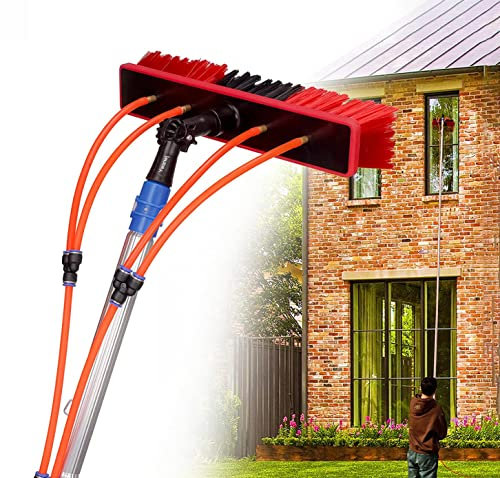 Ywanwj Spazzola per Pannelli fotovoltaici 3m~15 Metri con 55cm Testa della Spazzola Kit spazzolone Telescopic Hydrocleaner, Fino a 7 MTS, alimentata ad Acqua, Pulizia dei vetri con Un Tubo da 20m