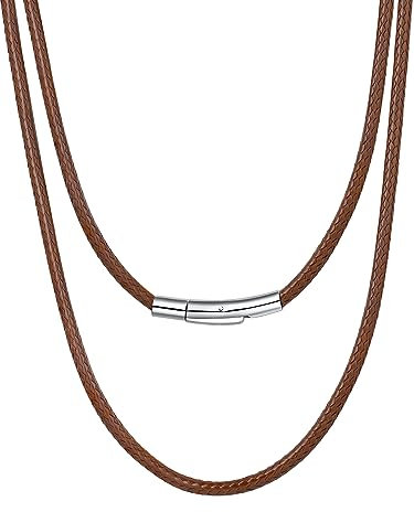 Bestyle geflochten Leder-Band 3mm Choker Kettte Braun Lederkette mit Hebelverschluss 51cm Streetstyle Modeshmuck Accessoire für Männer Jungen Frauen