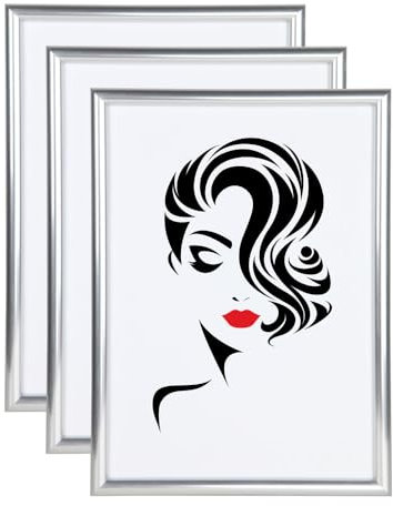 IDEAL TREND 3er 5er Set Classic Leichter Kunststoff Bilder Foto Rahmen Poster Schutz BD: Farbe: 3er Pack Silber | Format: 40x60