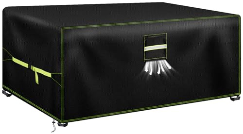 VDISRR Copertura Tavolo Esterno Iimpermeabile, 600D Resistente Oxford Telo Esterno Tavoli 180x122x74cm, Copridivano Protettive per Mobili da Giardino con Prese d'Aria, Antivento, Antipolvere, Anti-UV