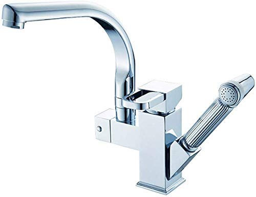 ZERAPH Badezimmer-Waschbecken-Mischbatterie, heißes und kaltes Wasser, Kupfer, herausziehbar, mit Spritzpistole, Waschbecken-Waschtischarmatur, Badezimmer-Bar