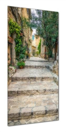 Wallario Selbstklebende Duschrückwand 90 x 200 cm mit Motiv Alte steinerne Gasse in Südfrankreich - Wandverkleidung Fließenersatz mit Hochglanzlaminat in Glasoptik