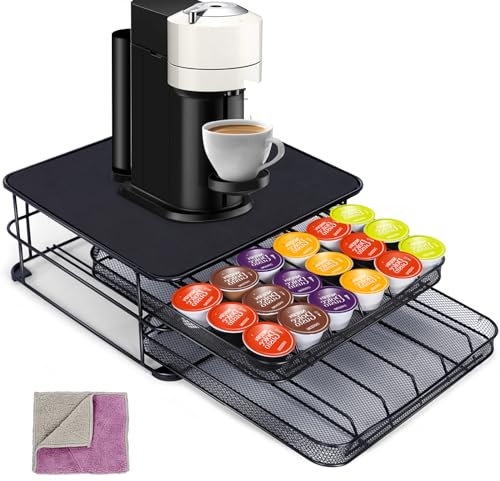 Coffee Pod Holder, MASTERTOP Coffee Pod Storage for Dolce Gusto Capsules, 72pcs Coffee Capsule Organizer with 2 Drawer, Coffee Machine Stand