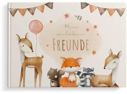 MeinBaby123® Freundebuch für Kinder, Freundschaftsbuch, Kindergarten, Schule, Freundschaftsalbum, Geschenk für Kinder - (Süße Waldtiere)