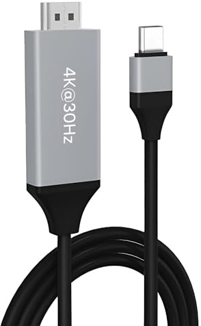 MMOBIEL Cable USB-C a HDMI 2m - 4K@30Hz - Cable USB 3.1 Type-C a HDMI - Adaptador Thunderbolt 3 para MacBook Pro/Air, iPhone 16/15, iPad Pro, iMac, Samsung Galaxy, Chromebook y más