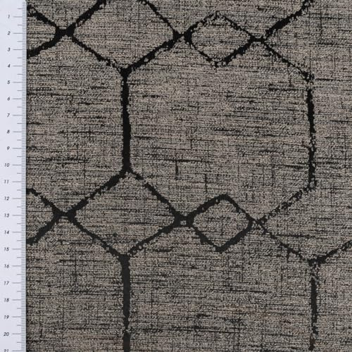 SCHÖNER LEBEN. Vorhangstoff Dekostoff Jacquard Hexagon schwarz-grau 154cm Breite