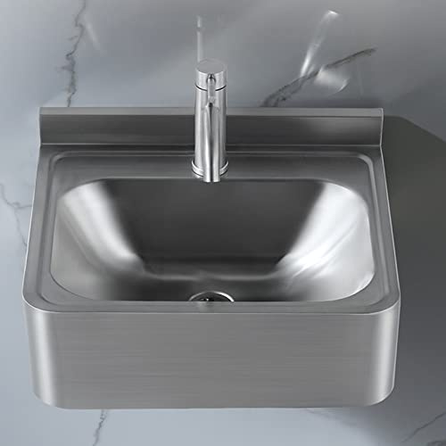 Stainless Steel Washbasin, Wall-Mounted Corner Washbasin, Mini Triangle Sink with Drain for Bathrooms, Bars, Cafes, Save Space (Color : Silver, Size : D(43x41.2x15cm)) (Silver A (43x41.2x15cm))