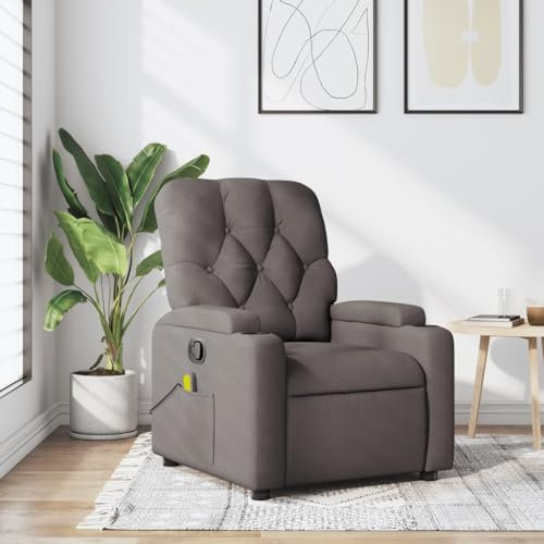 Homgoday Massagesessel Fernsehsessel Relaxsessel mit Liegefunktion Liegesessel Ruhesessel Polstersessel Sessel Verstellbare Rückenlehne & Fußteil | Vibrationsfunktion Taupe Stoff