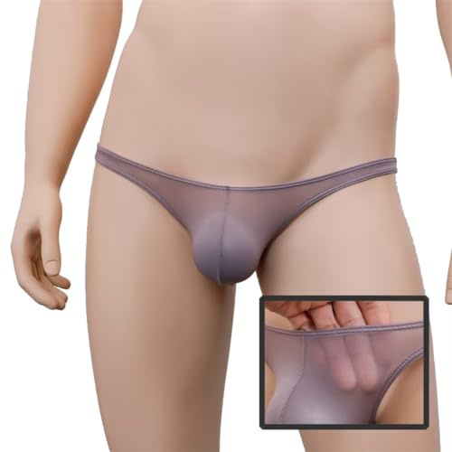 Faringoto Herren-Komfort-Tangas G-String atmungsaktive Seiden-Unterwäsche, nahtloser T-Rücken, Kaffee, X-Large