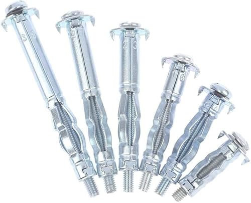 5 Stück, Mauerwerksschrauben for Ziegelwände, selbstschneidende Schrauben, M4-Metallanker-Set for Hohlwände, Gipskartonplatten, Trockenbau-Hohlraumdübel, Dübel for Decken-Dehnschrauben, Gipskartonlöch