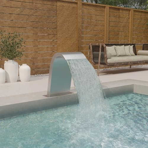 JUDYY Pool-Wasserfall, Brunnen Garten Wasserfall, Schwalldusche Pool, Poolwasserfall, Pool Zubehör Wasserfall, Wasserfall- & Bachlaufsets, 50x30x60 cm Edelstahl 304