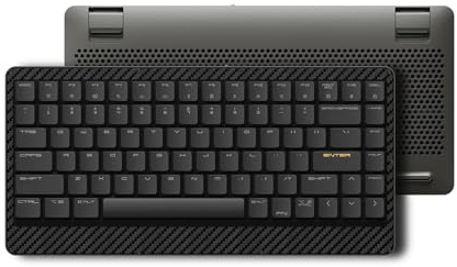 Edge Mechanische Tastatur mit niedrigem Profil, 75% wiederaufladbar, Bluetooth und kabelgebundene Verbindung für Window, Mac/POM-Switches 2.0, Kohlefaser-Obergehäuse, MG-Legierung(Vulkangrau)US-Layout