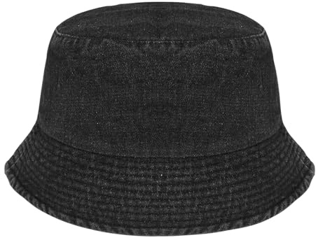 MILAKOO Fischerhut Damen Sommer Faltbar Unisex Sonnenhut Baumwolle Denim Strand Anglerhut Embroidered Bucket Hut für Outdoor