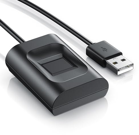 CSL - USB Fingerabdrucksensor - Fingerprint Key - bis zu 10 IDs - Windows 8 – 11 – unterstützt bis zu 10 IDs – Plug & Play – Rundumerkennung