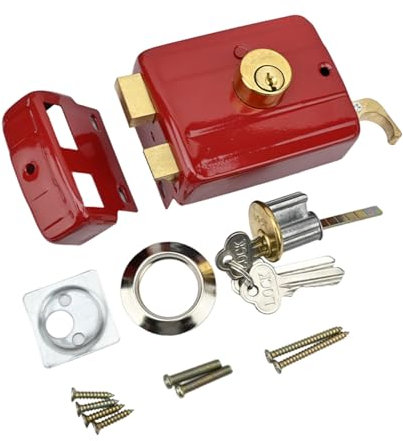 Psdndeww Serratura della porta in ferro stabile alla moda antica serratura della porta in ferro facile da installare tradizionale non rubata serratura della porta per la casa