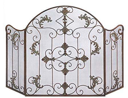 GLJTUO Griglia di Protezione dalle Scintille Decorativa A 3 Pannelli, Schermo per Camino Dorato, Schermi per Camino per Riscaldatore Elettrico - 51,2×31,5 Pollici Matrimonio,