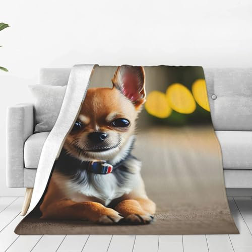 XTYGETY Chihuahua-Hunde-Motiv, ultraweiche Micro-Fleece-Decke, Flanelldecke, Überwurf, Decke, Bett, Sofa, Reisen, Camping
