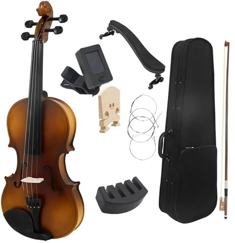 Anfänger Geige 4/4 Vintage Violine Basswood Violin Set Mit Koffer Geigenbogen Schulterstütze Zubehör Für Anfänger Saiteninstrument(SET2)