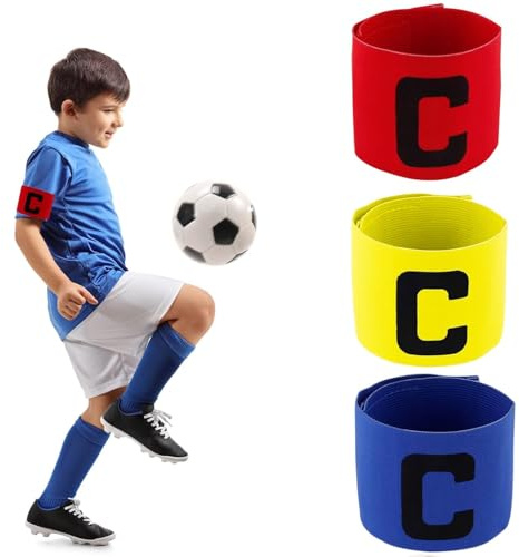 Football Captains Armbands 4Pcs Captain Armband Kid Polyester Captains Armband Adjustable Elastic Sports Arm Bands Football Accessories 4Colours Available for Football Training Adult & Youths