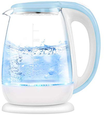 Hervidores, Hervidores de vidrio para agua hirviendo, Hervidor de agua ecológico con LED iluminado, Caldera de agua inalámbrica con tapa interior de acero inoxidable, Apagado automático de ebullición