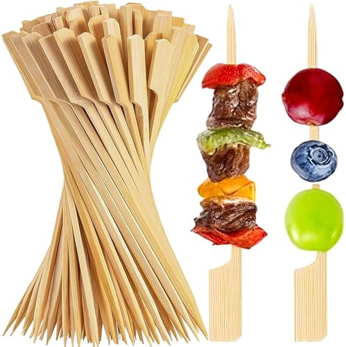 50Pcs Bamboo Skewers for Appetizers, 9 cm Wooden Toothpicks, Cocktail Picks for Drinks, Fruit Kababs, Natural Wooden Paddle Skewer Mini Food Sticks, Barbecue Snacks, Sausage, Charcuterie Accessories
