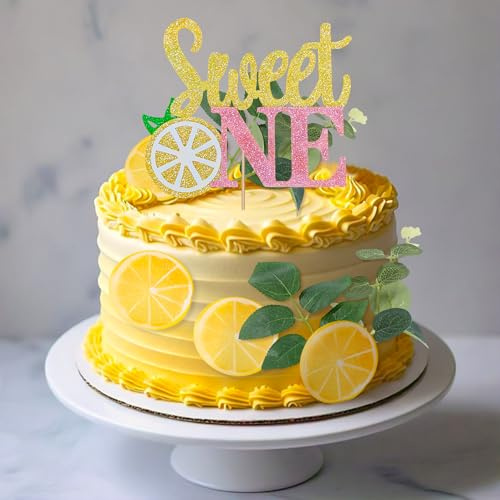 Lemon Sweet One Kuchendekoration, Cupcake-Dekoration, Zitronen-Thema, erster Geburtstag, Dekoration für den 1. Geburtstag, Mädchen, Zitrone, Babyparty, Partyzubehör