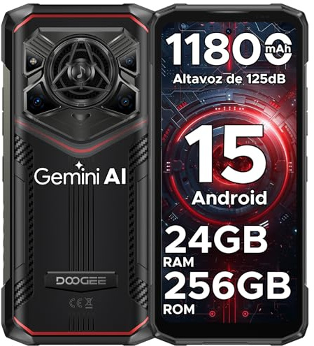 DOOGEE Blade20 Pro Telefono Movil Irrompible, Android 15 Movil Indestructible 11800mAh, 24GB RAM+256GB ROM/2TB, 6.6 HD+ 90Hz, Altavoz de 125 dB, Gemini AI, Cámara 50MP+20MP+8MP, IP68IP69K/Face ID