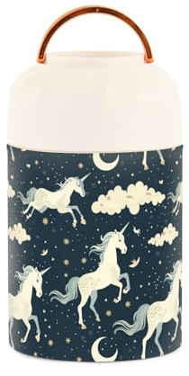 siphylline Anime Unicorns Midnight Blue Stainless Steel Vacuum Insulated container to keep food hot with spoon for man pickle 17 Oz
